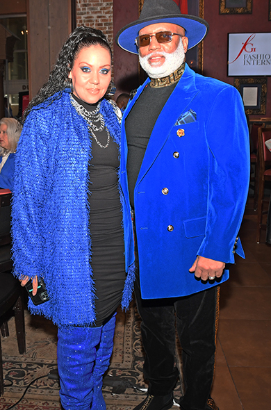 3. Thaniman and Tony Barr brought their “blue” look to the event