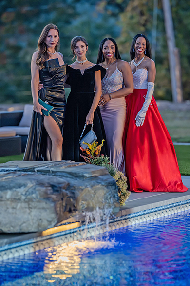 Klara Coku, Blerta Celibashi, Roshanna Campbell, Jasmine Simmons pose for pictures